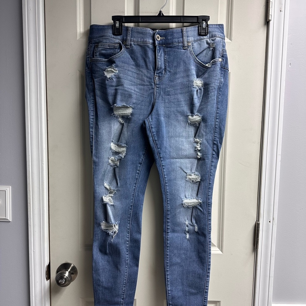 Torrid Light Blue Distressed Skinny Jeans
